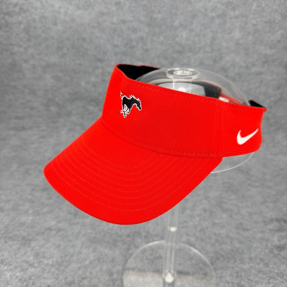 Nike Dri-FIT Mustang Visor Hat Red SMU Mustangs Adjustable Golf Tennis Cap